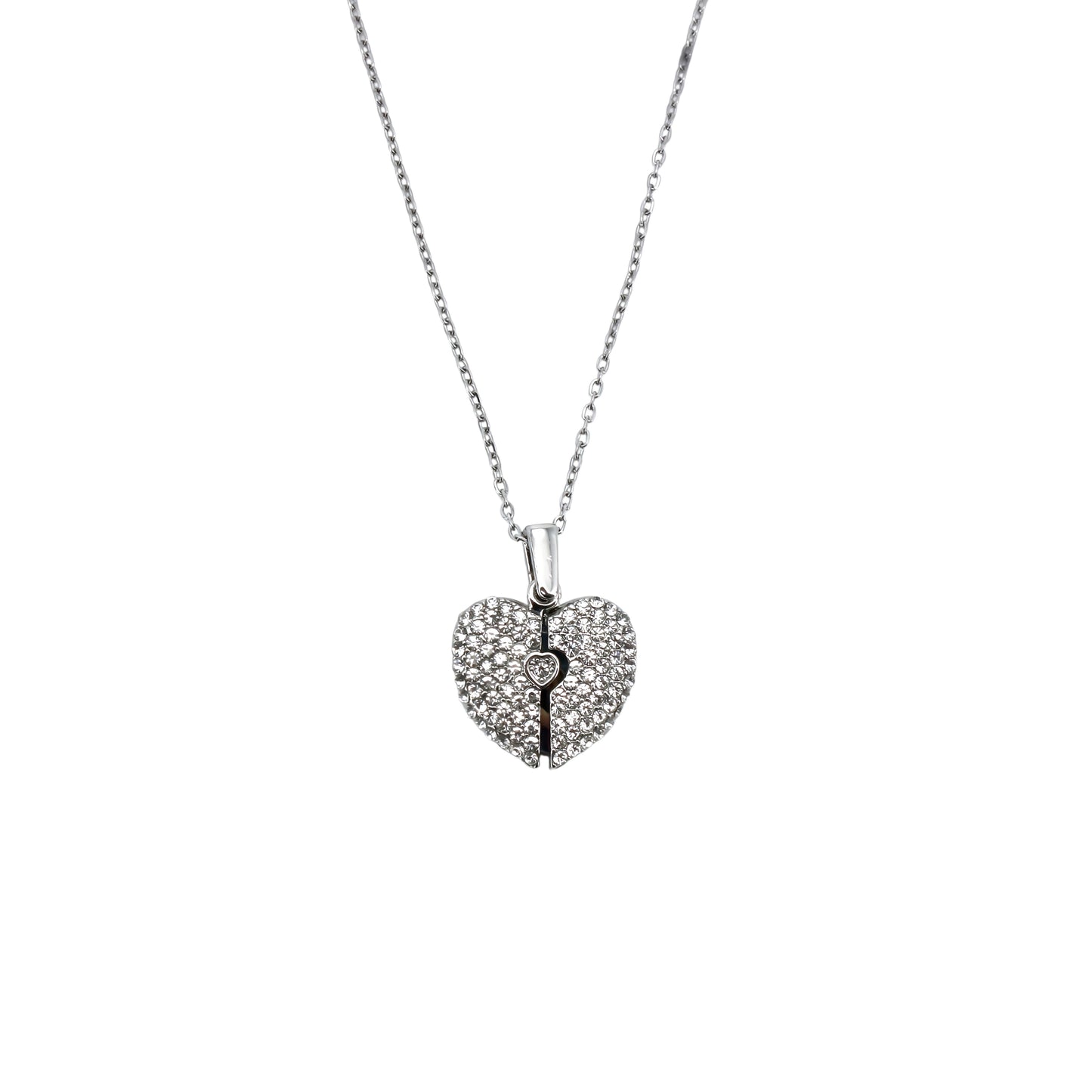 diamond heart photo necklace