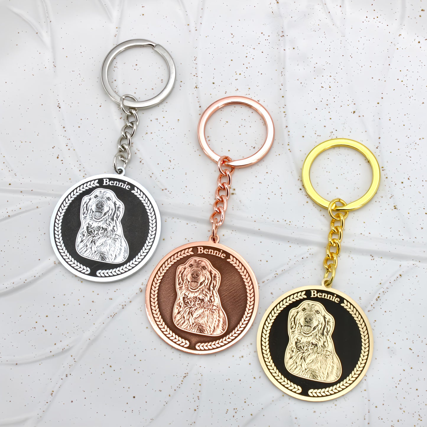 medallion pet engraved keychain
