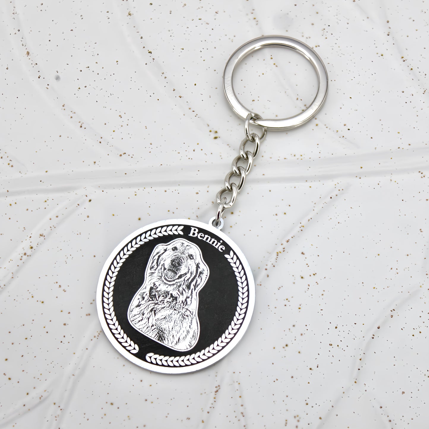medallion pet engraved keychain