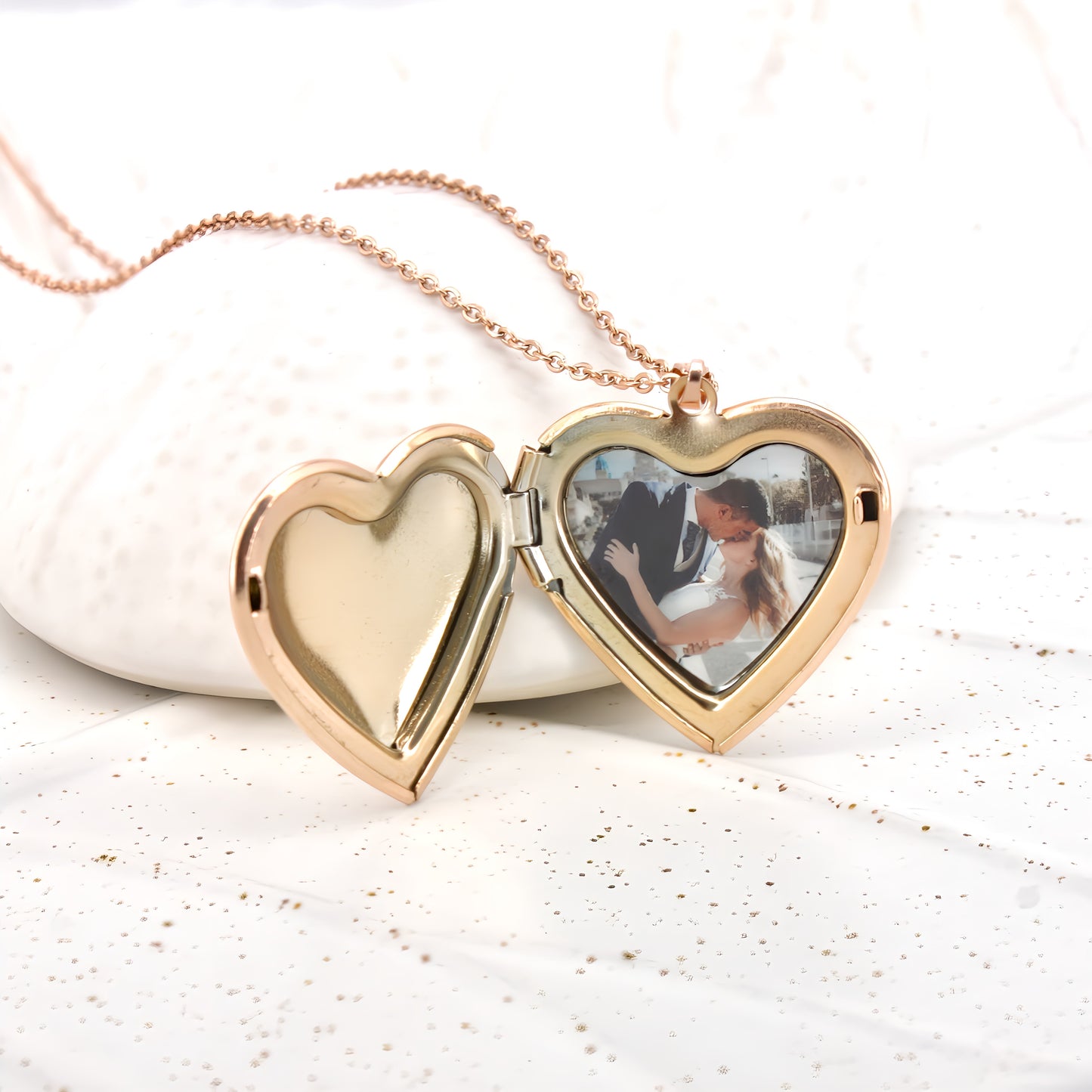 heart photo locket necklace