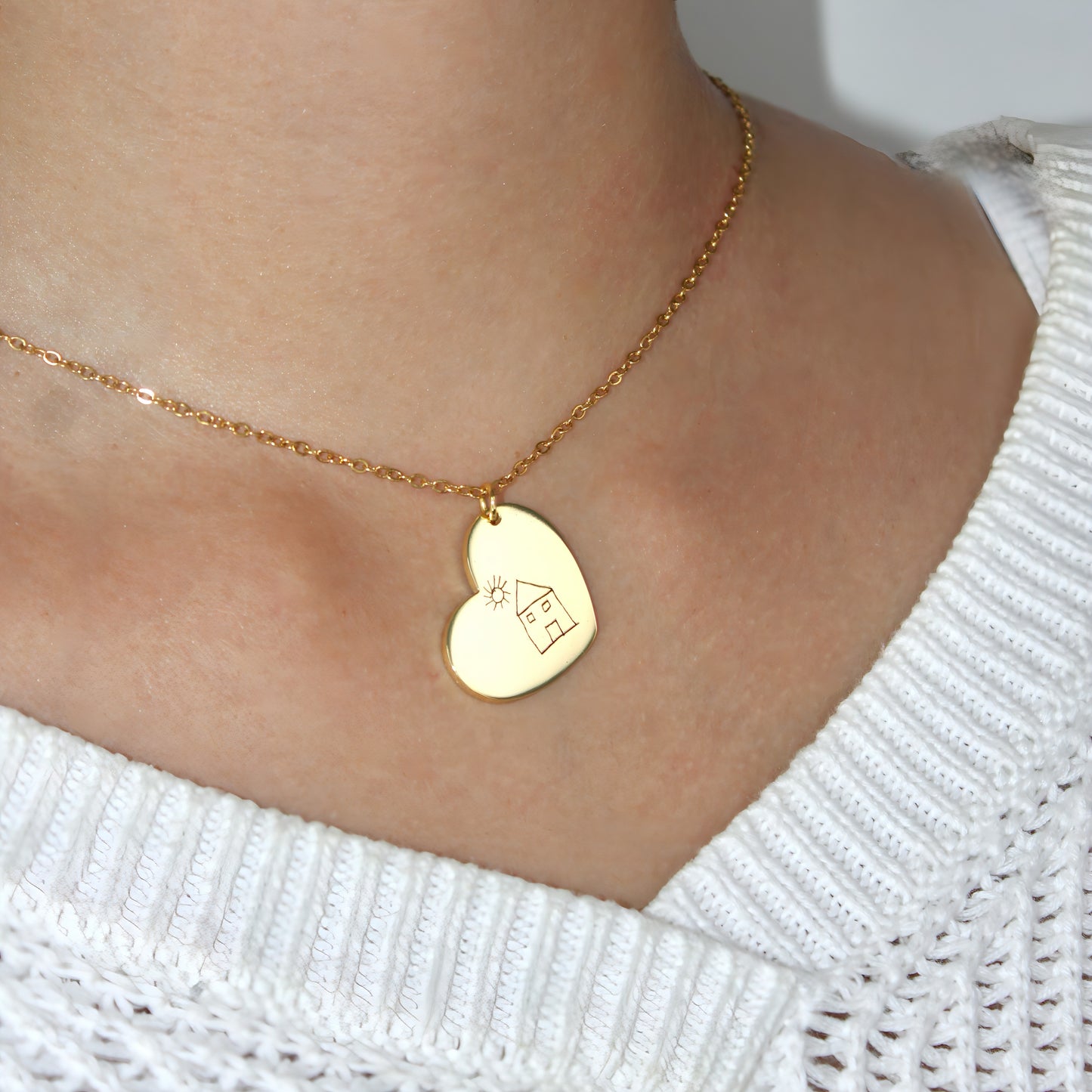 handwriting necklace heart pendant