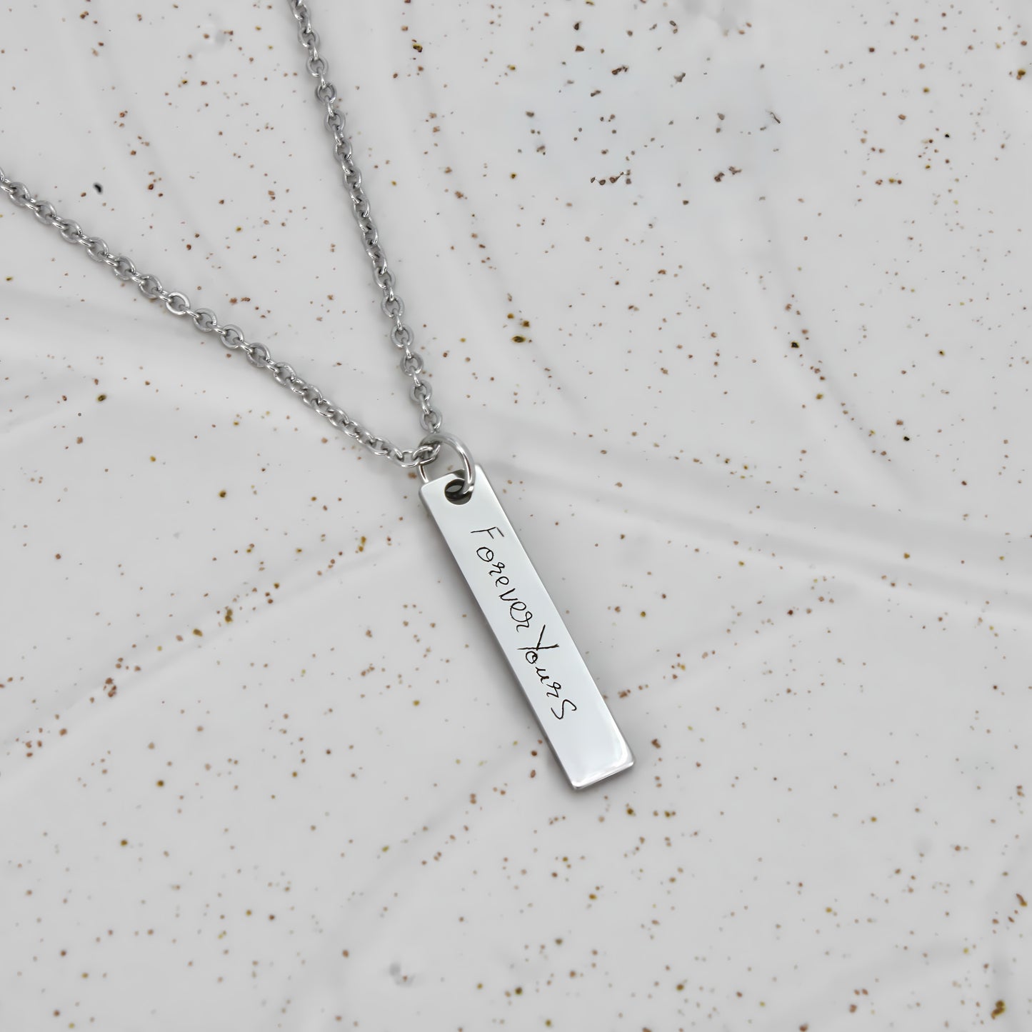 handwriting necklace bar pendant