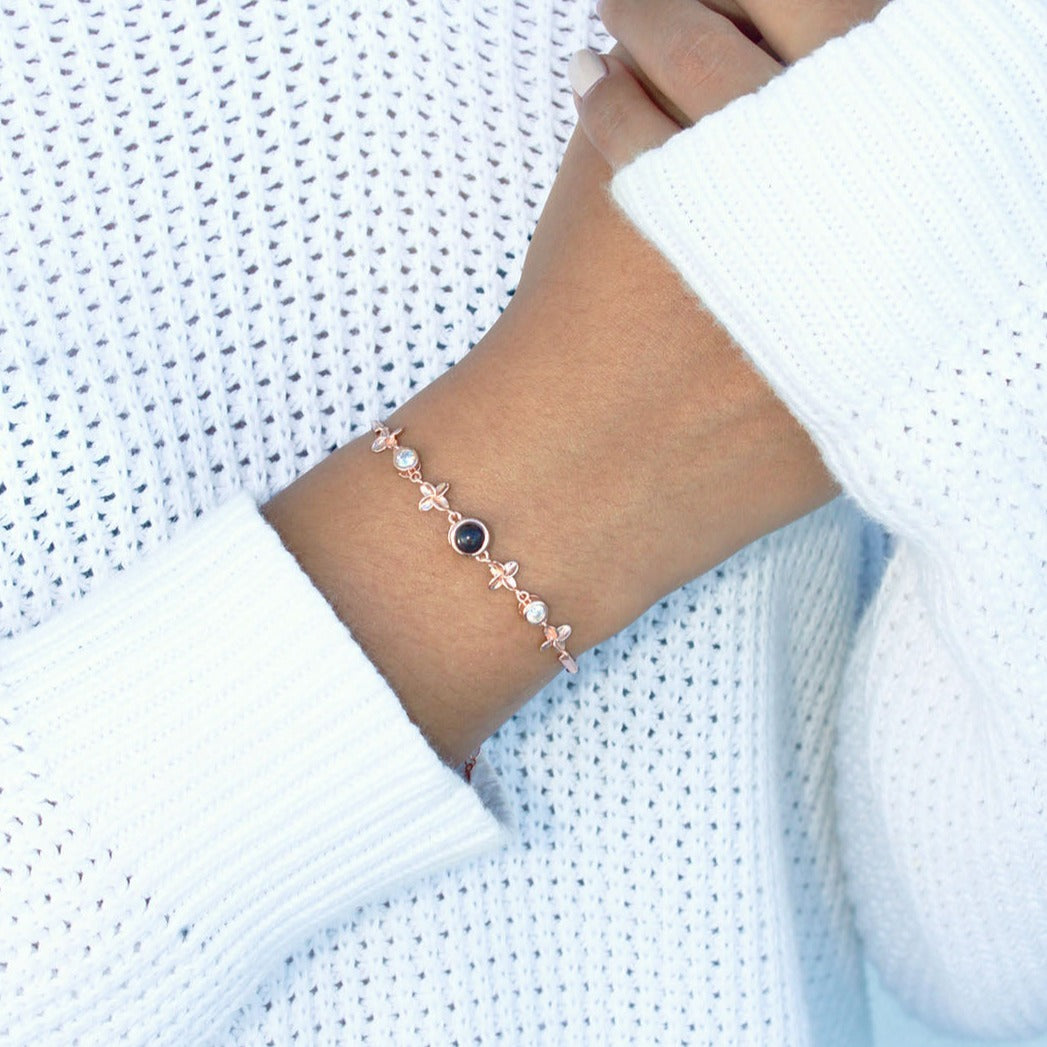 floral custom photo bracelet