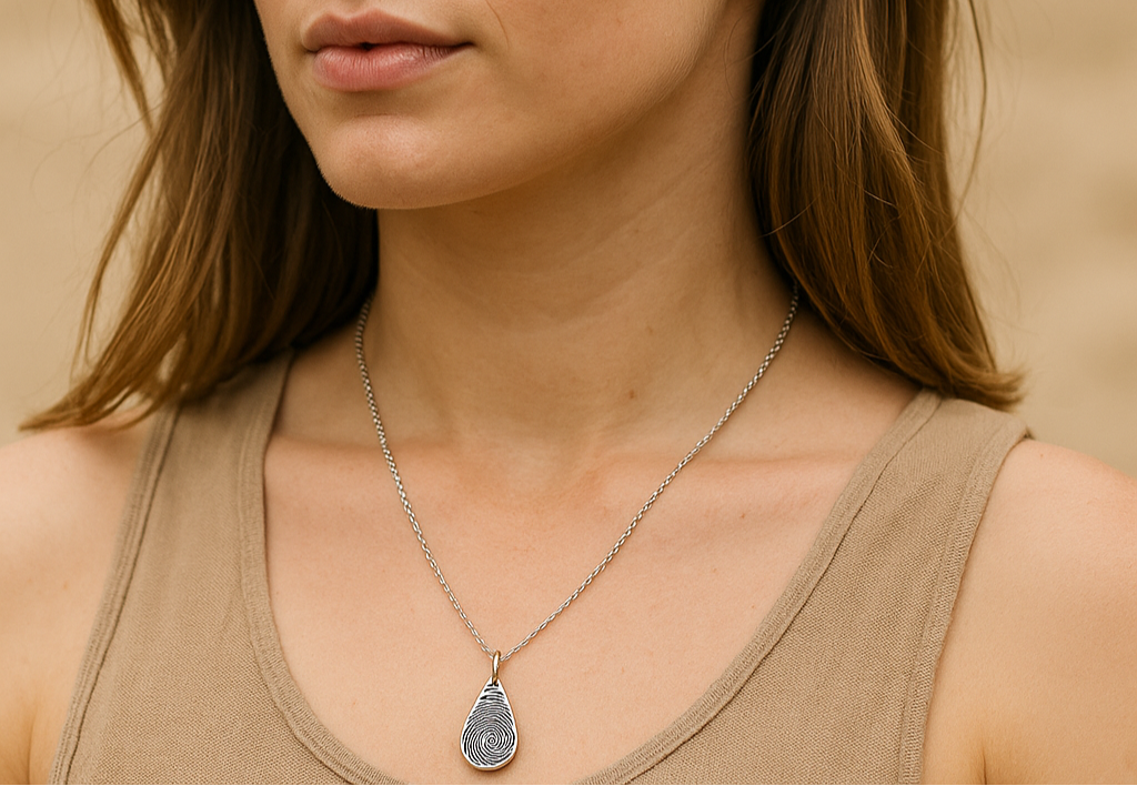 teardrop fingerprint necklace