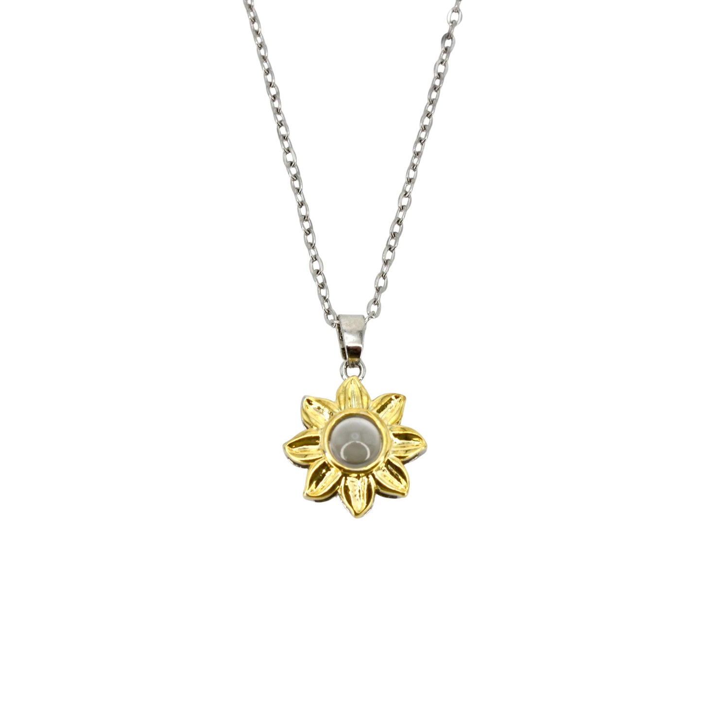 collar minimalista con proyección de girasol