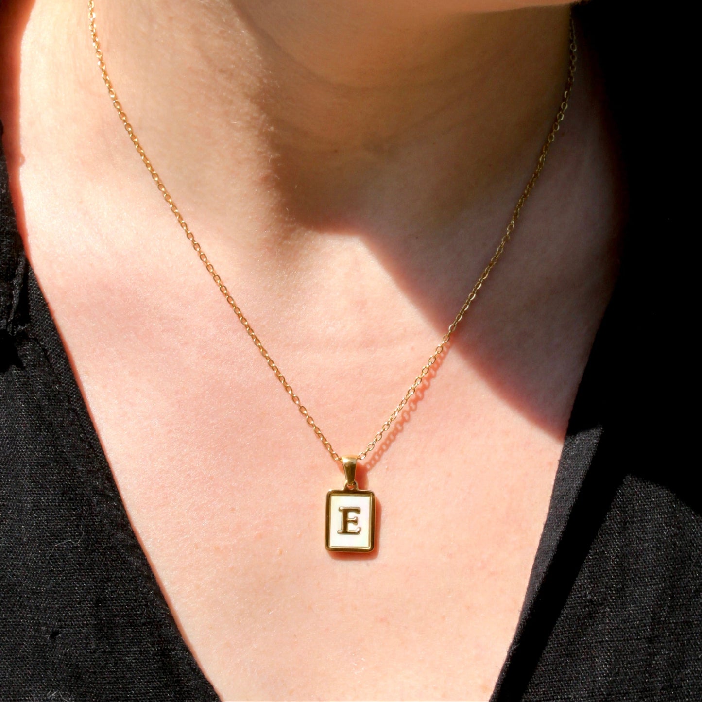 mother of pearl initial necklace