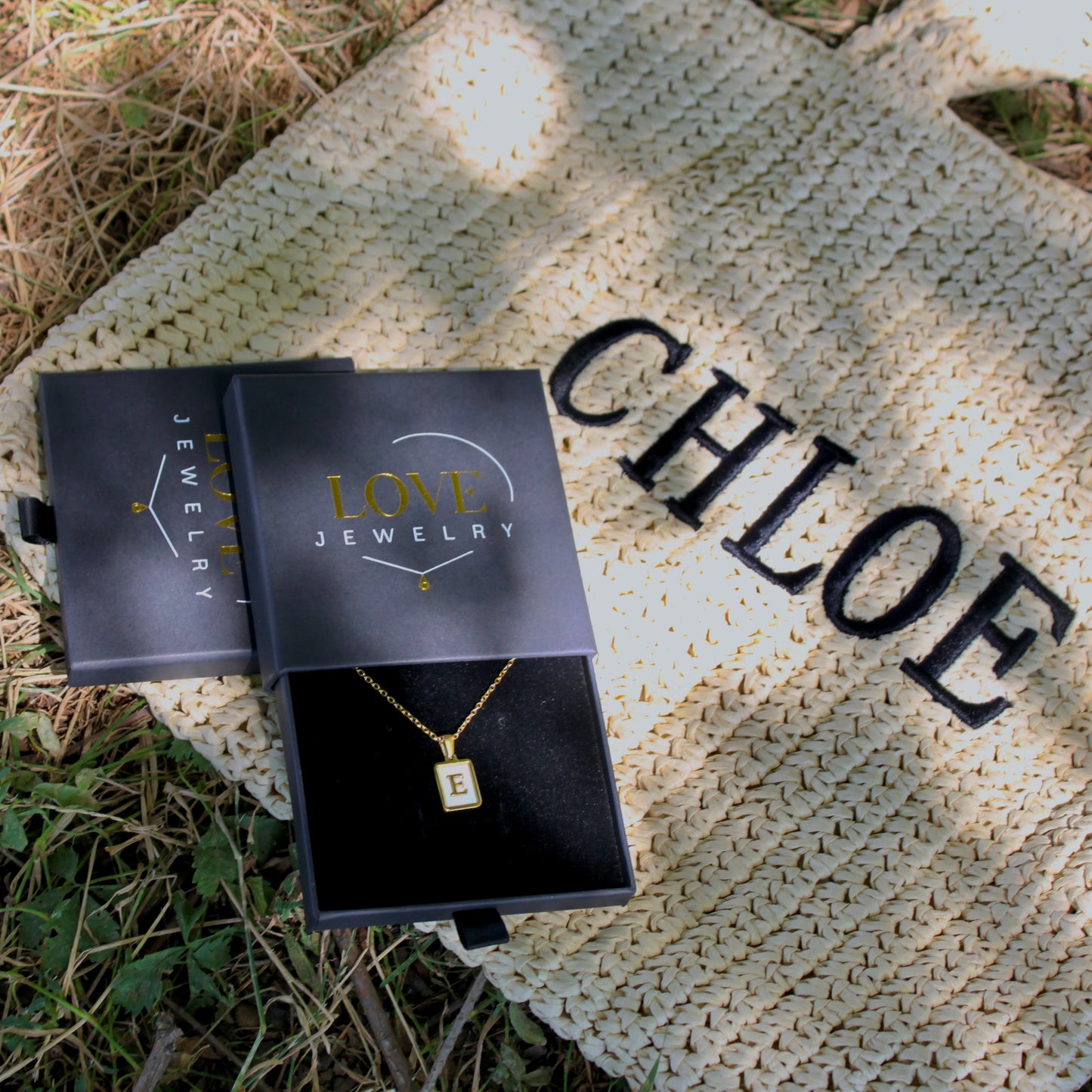 mother of pearl initial necklace