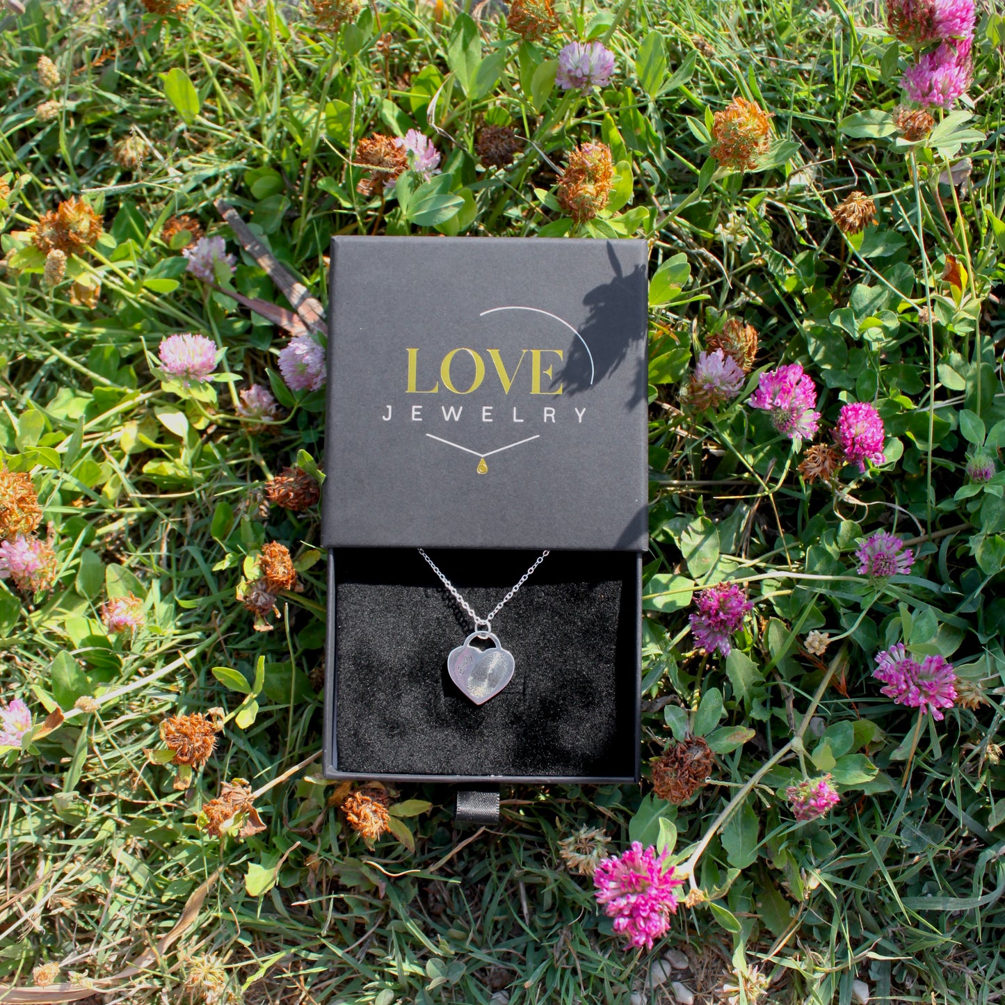 small heart fingerprint engraved necklace