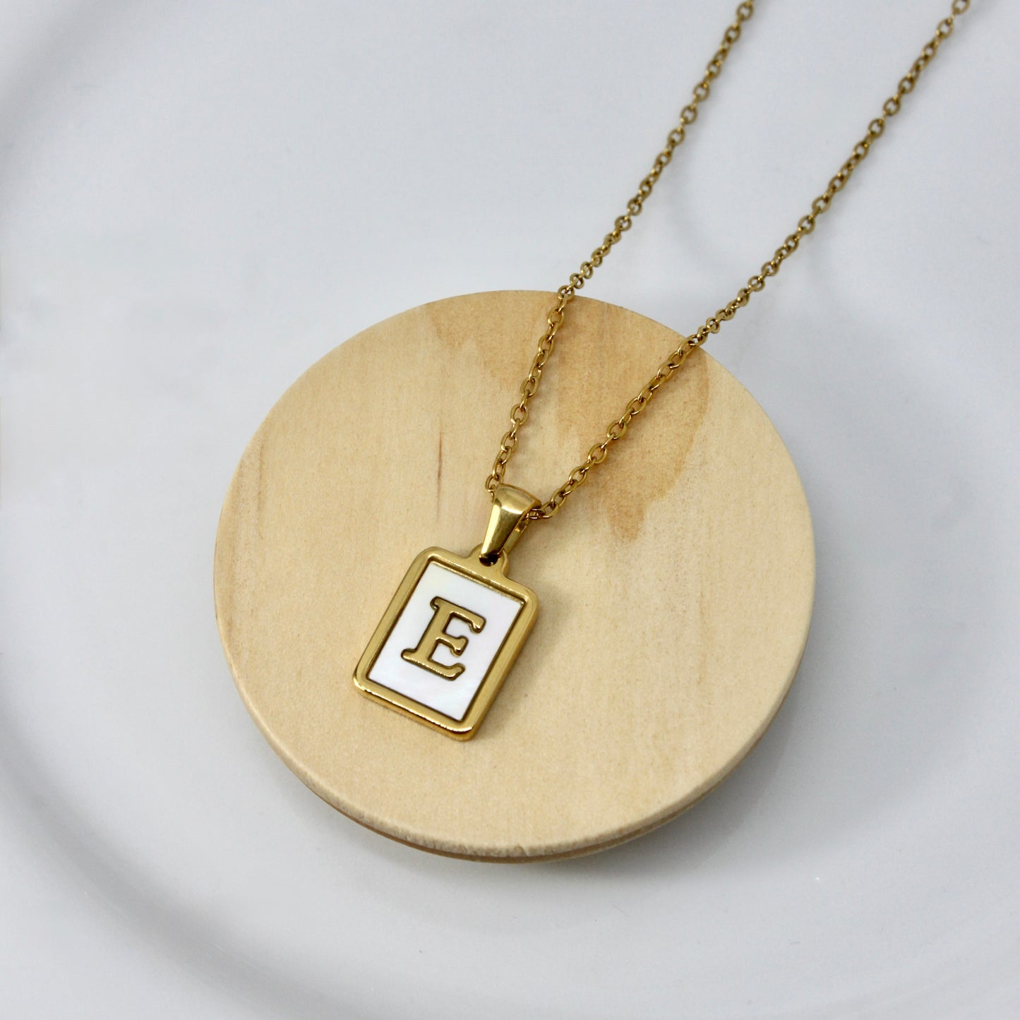 mother of pearl initial necklace