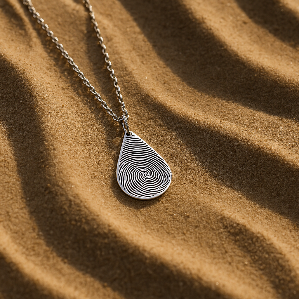 teardrop fingerprint necklace