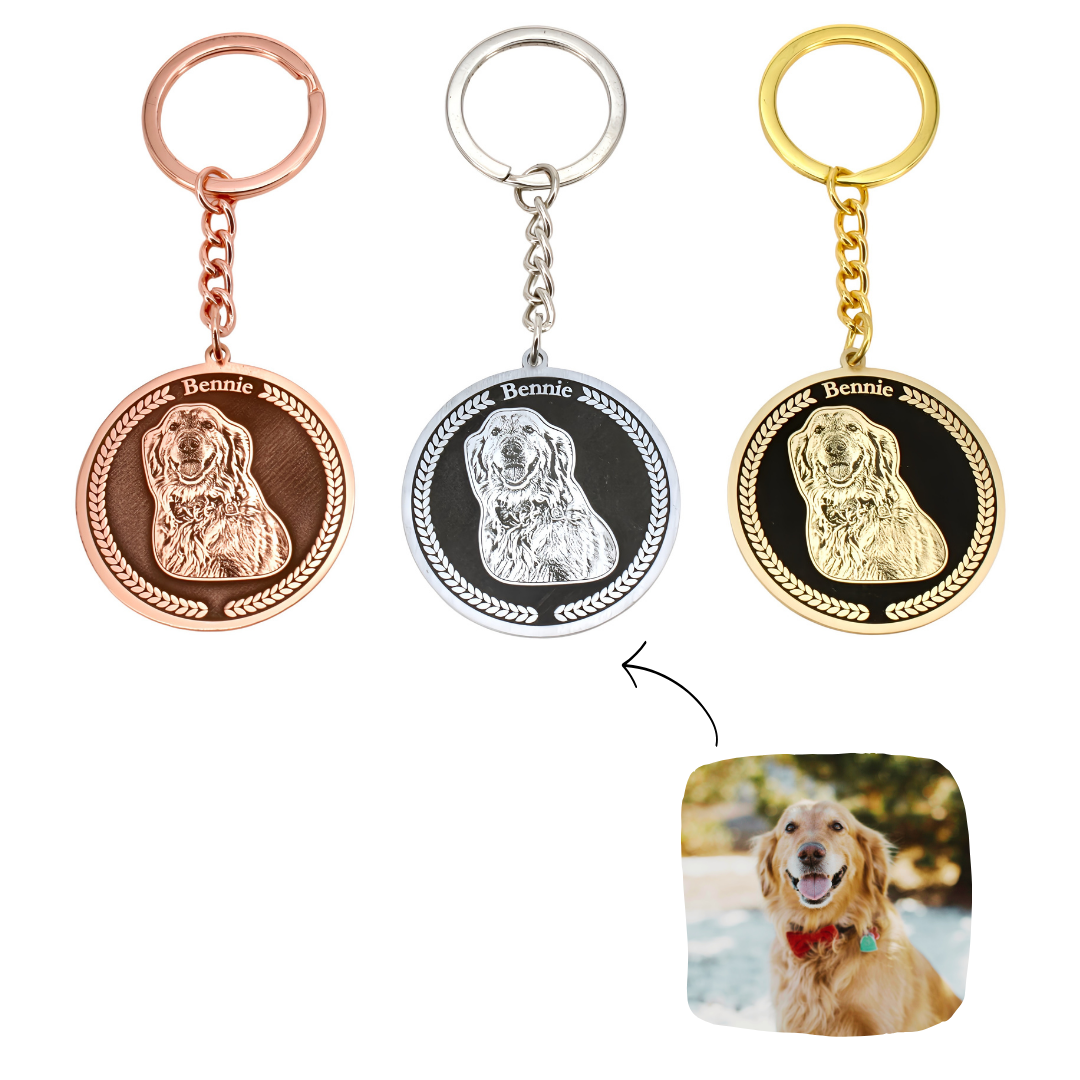 medallion pet engraved keychain