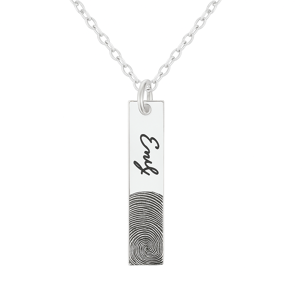 bar fingerprint engraved necklace