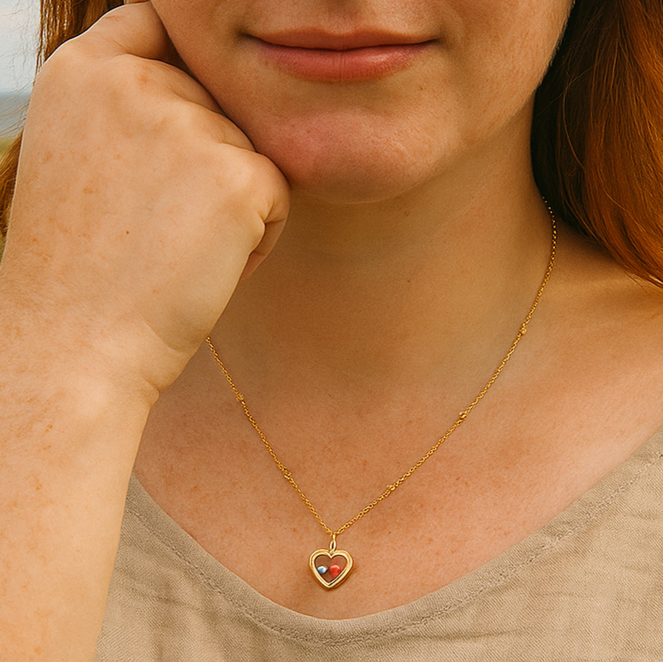 floating heart birthstone necklace