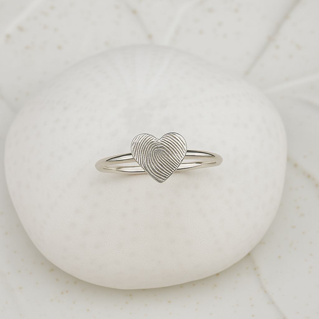 small heart fingerprint ring