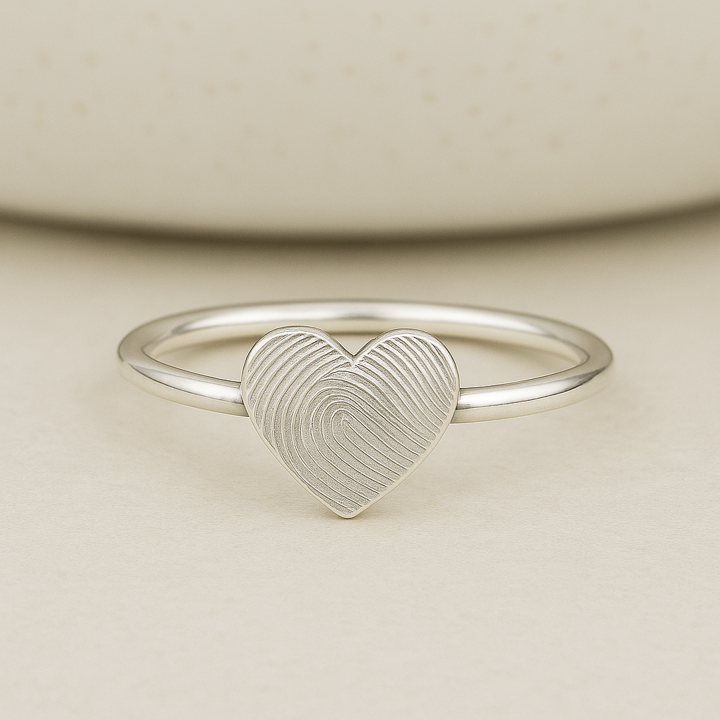 small heart fingerprint ring