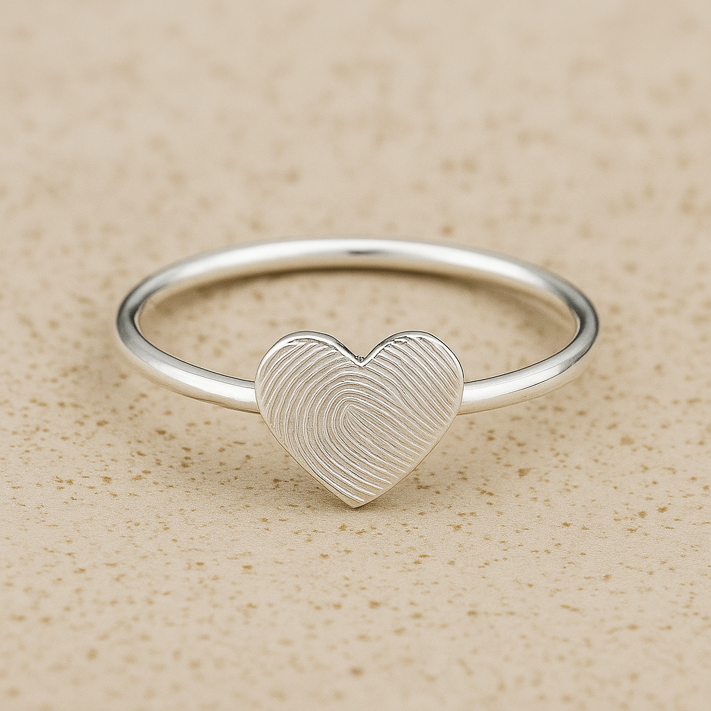 small heart fingerprint ring