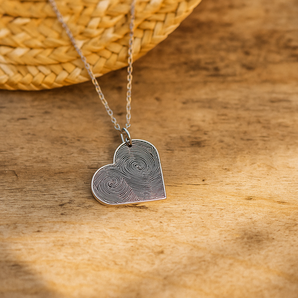 heart double fingerprint necklace