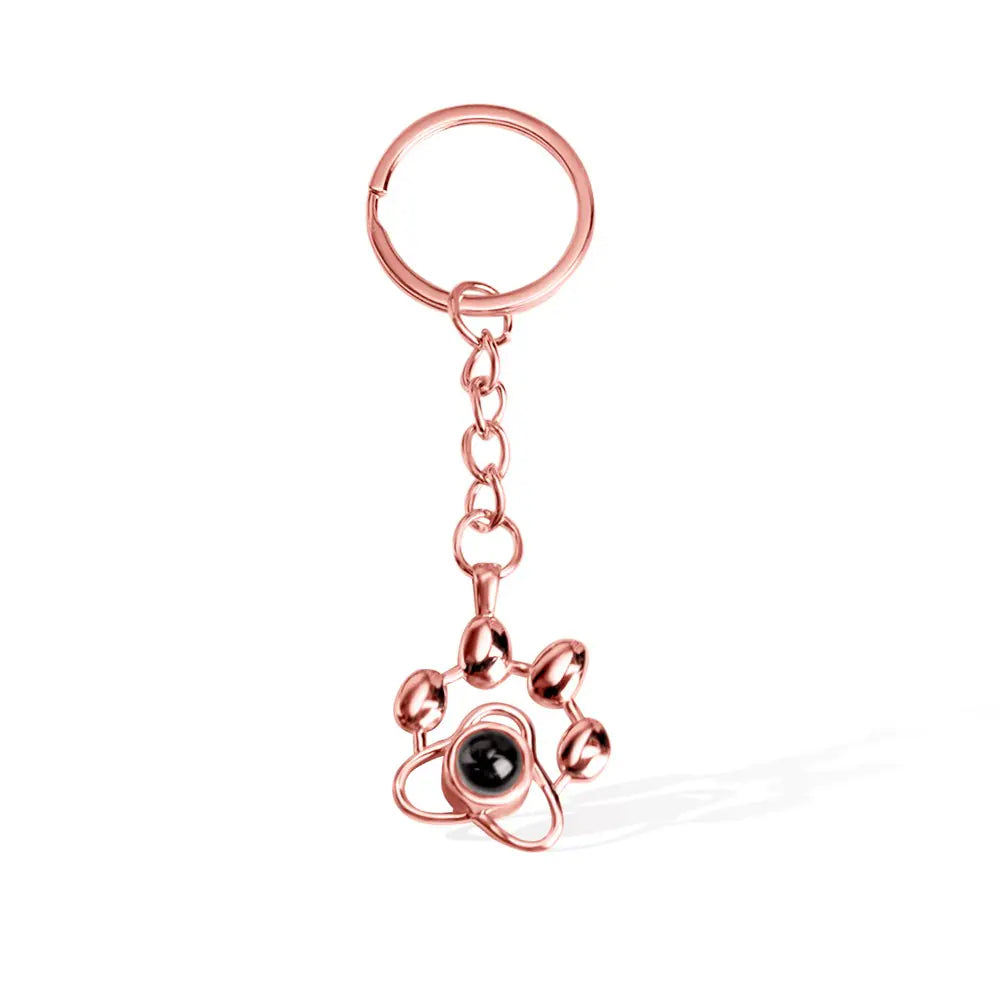 "projection jewelry: paw print memorial keychain design"