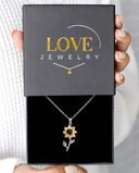 Eternal Sunflower Projection Necklace in silver, presented in a Love Jewelry gift box