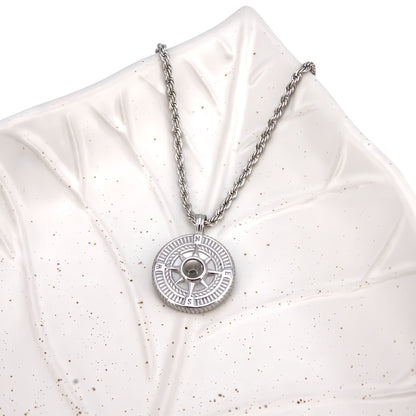 Round Compass Projection Necklace