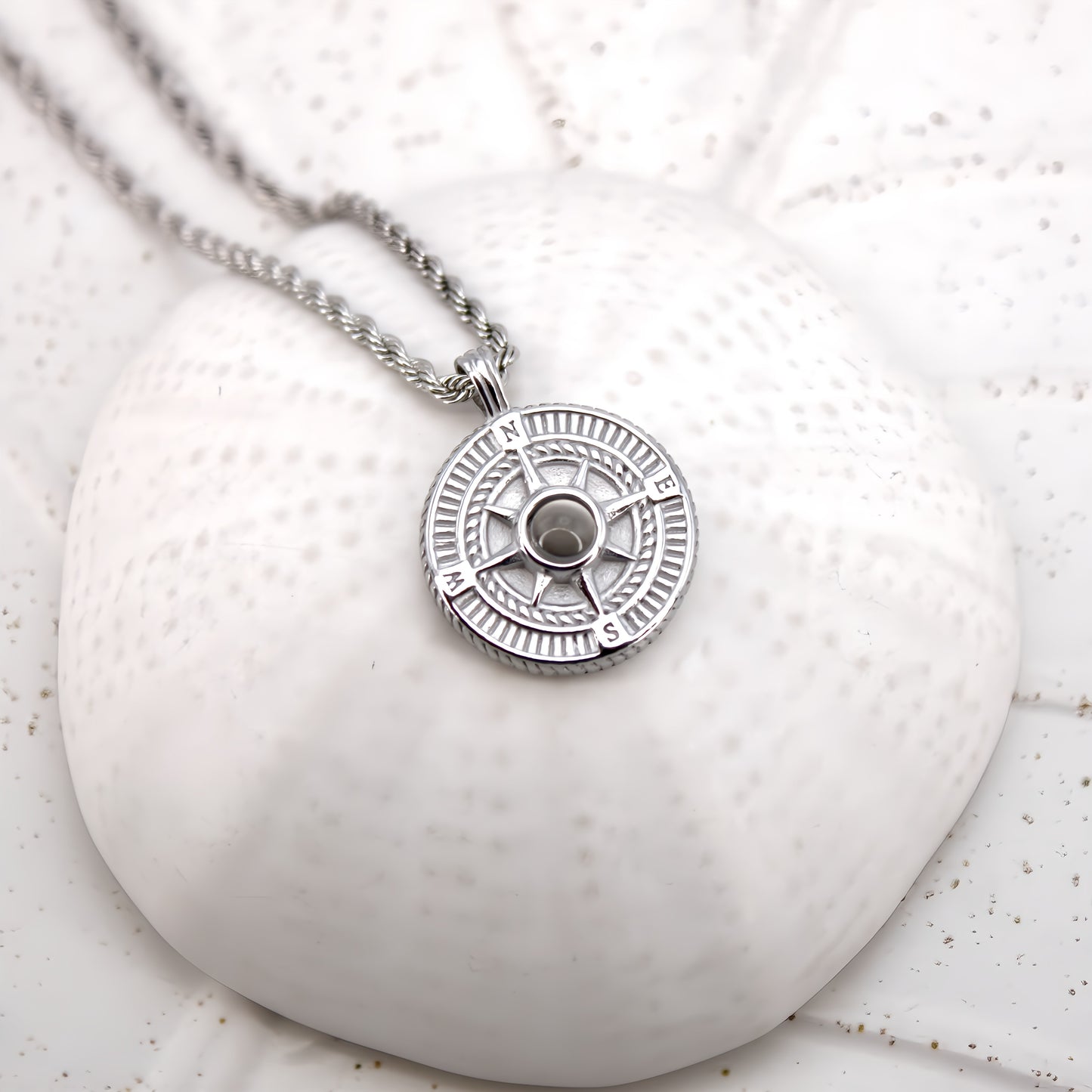 round compass projection necklace