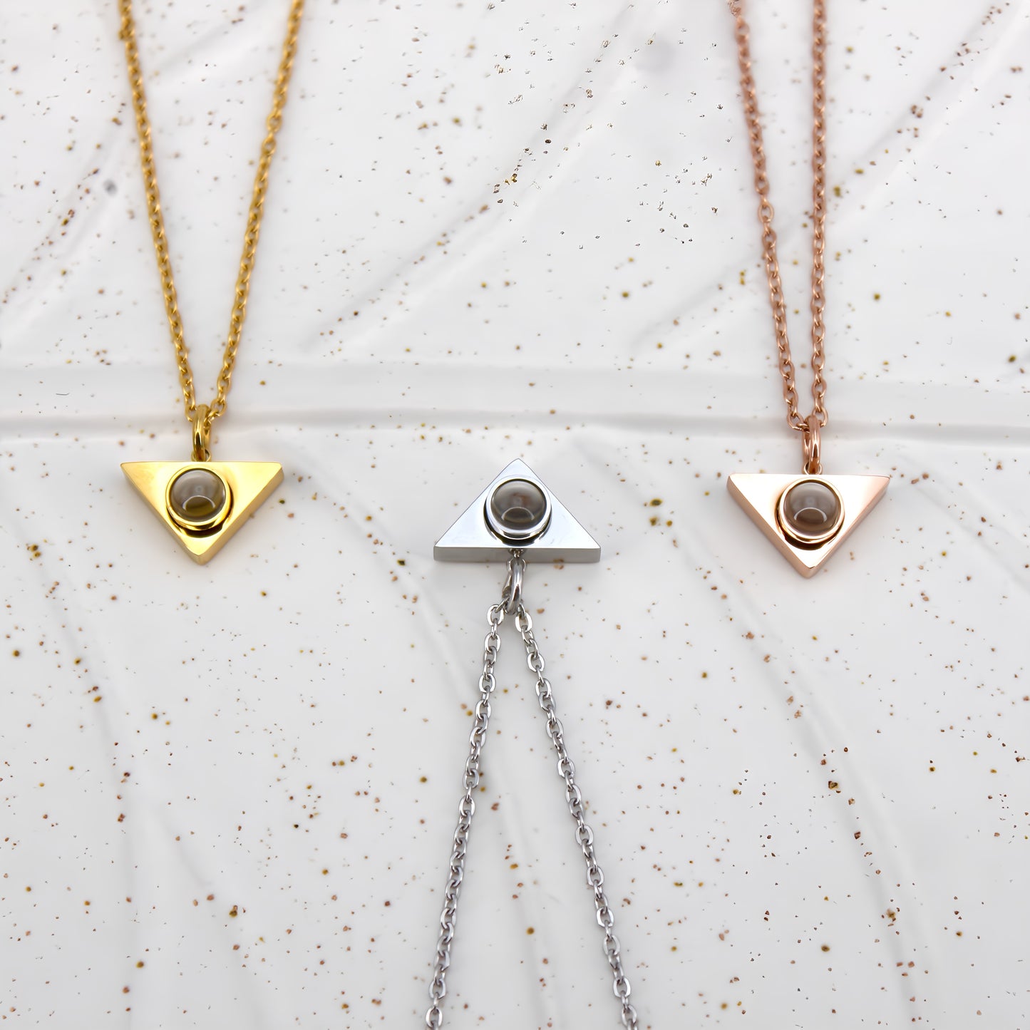 elegant triangle projection necklace