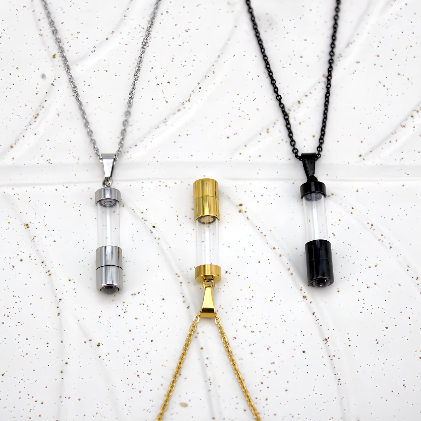 tiny container projection necklace