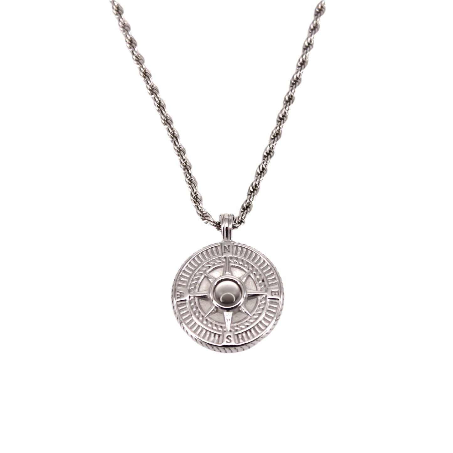 round compass projection necklace