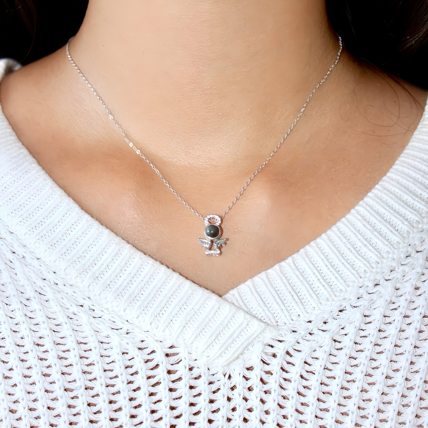 small angel projection necklace