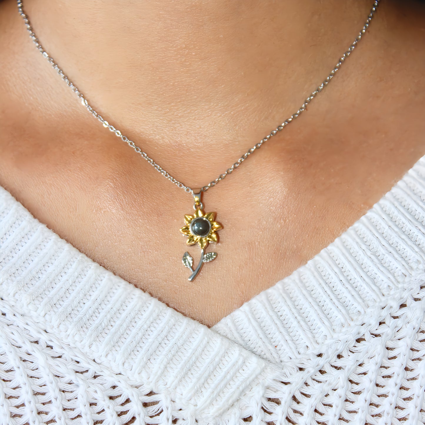 eternal sunflower projection necklace