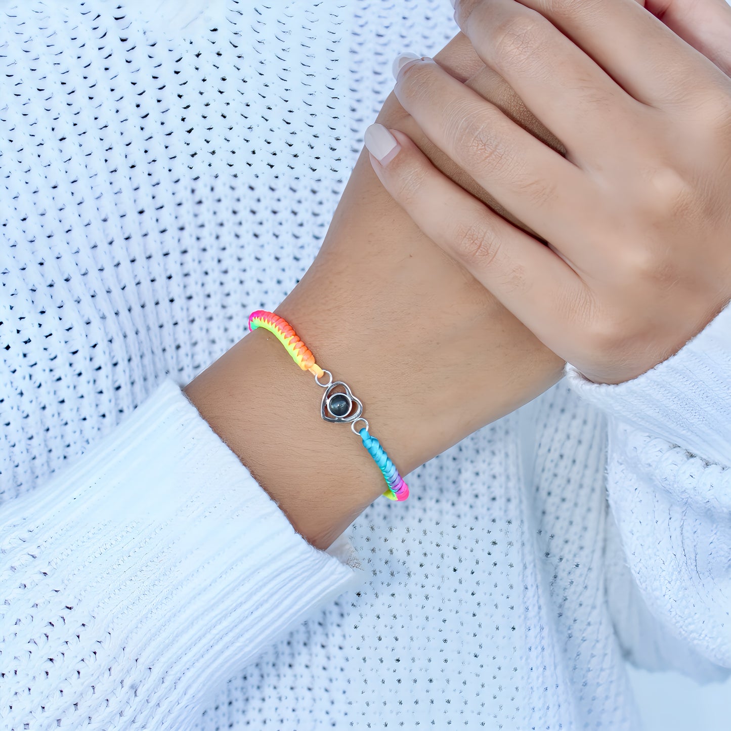 rainbow heart projection bracelet