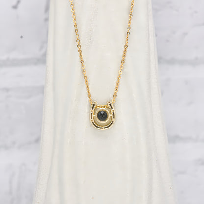 Horseshoe Lucky Charm Projection Necklace