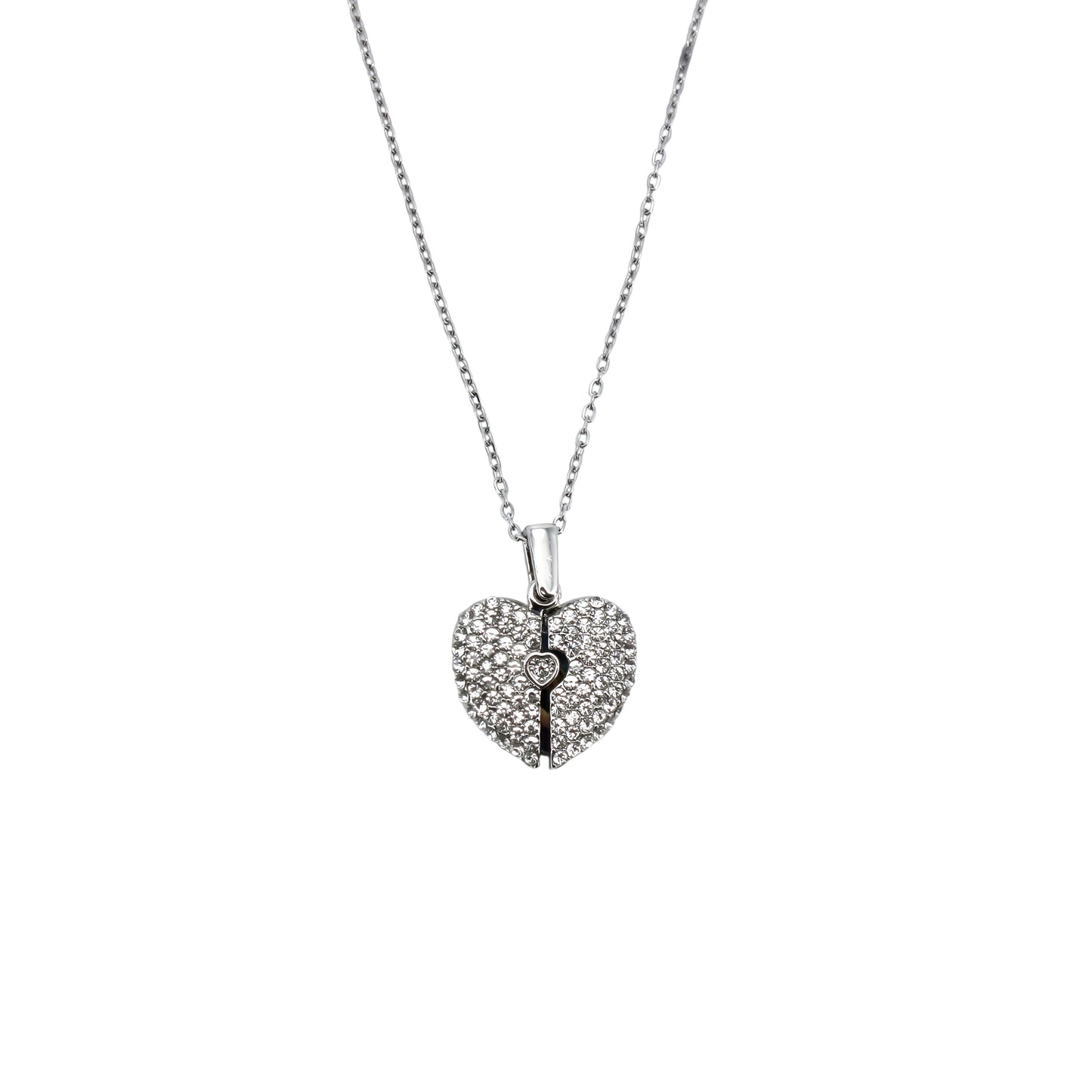 diamond heart photo necklace