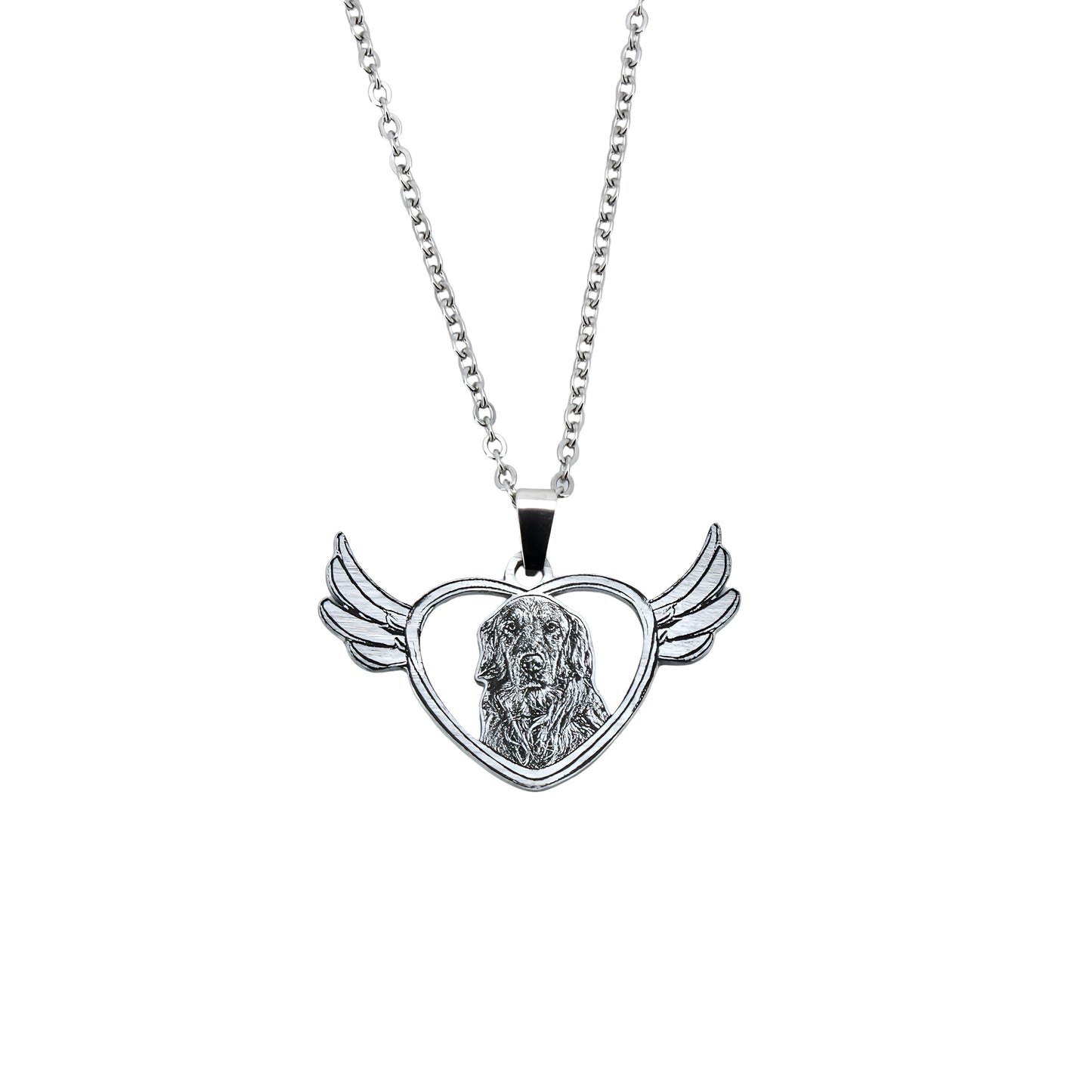 angel wings pet engraved necklace