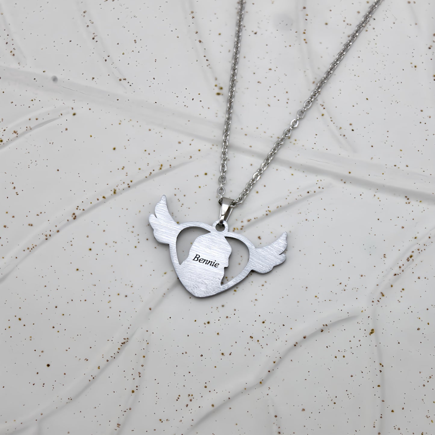 angel wings pet engraved necklace