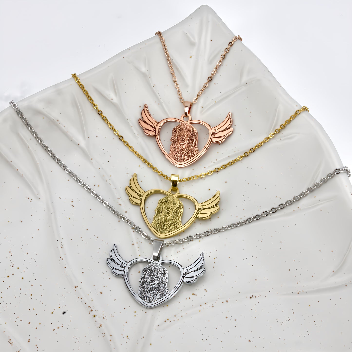 angel wings pet engraved necklace