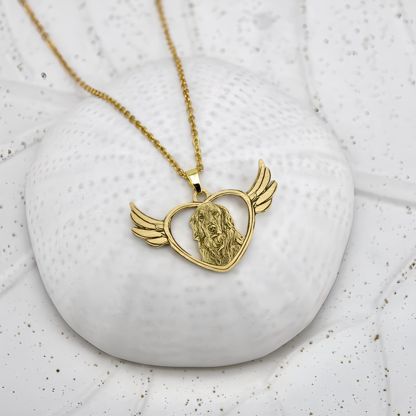 angel wings pet engraved necklace