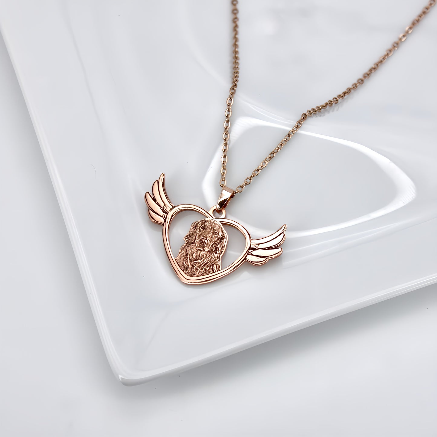 angel wings pet engraved necklace