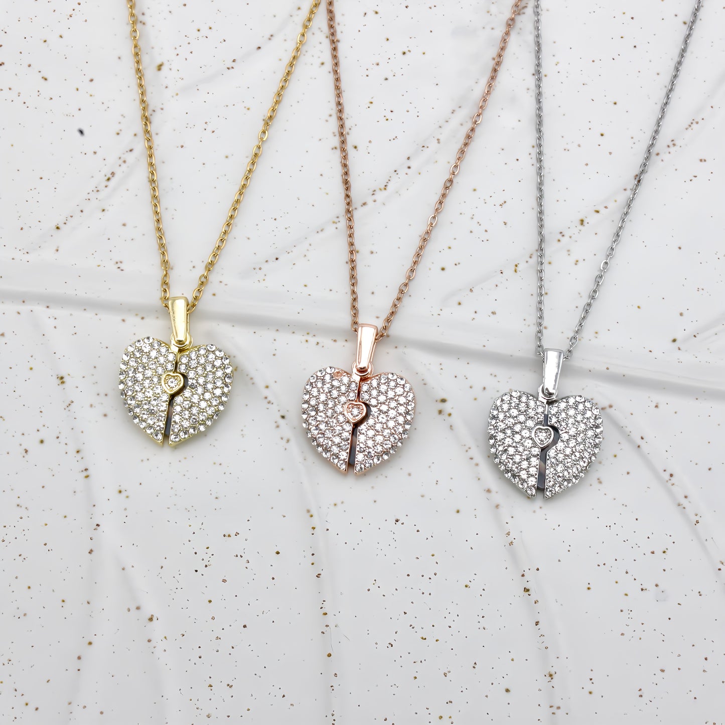 diamond heart photo necklace