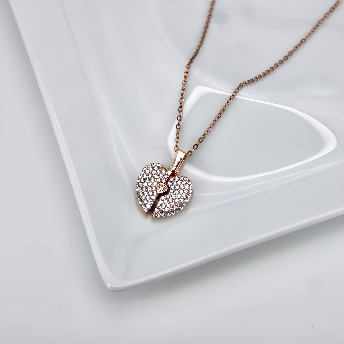 diamond heart photo necklace