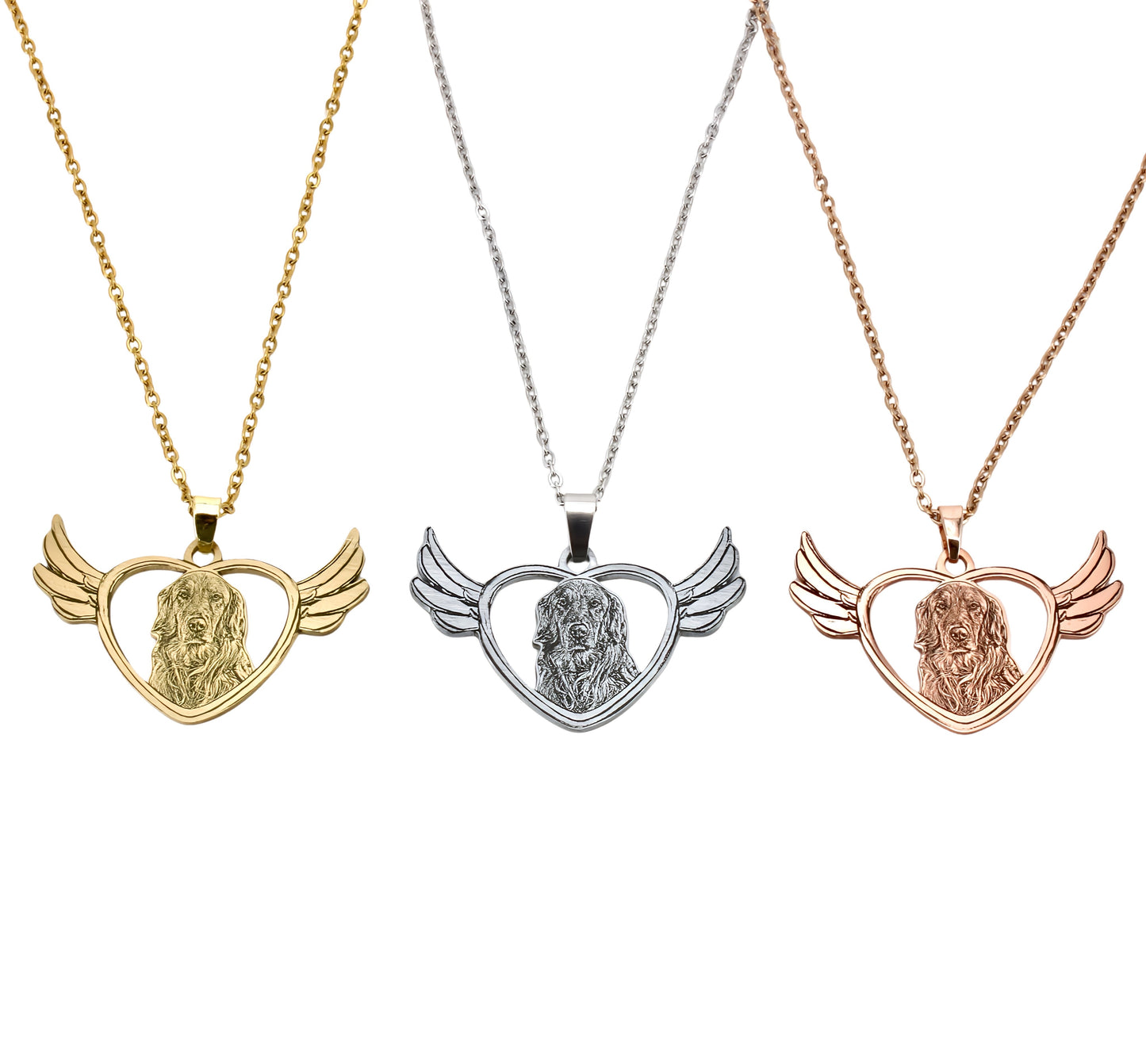 angel wings pet engraved necklace