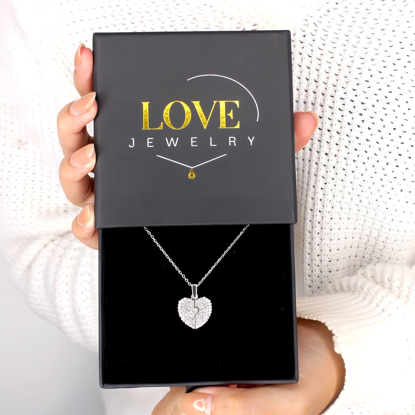 diamond heart photo necklace