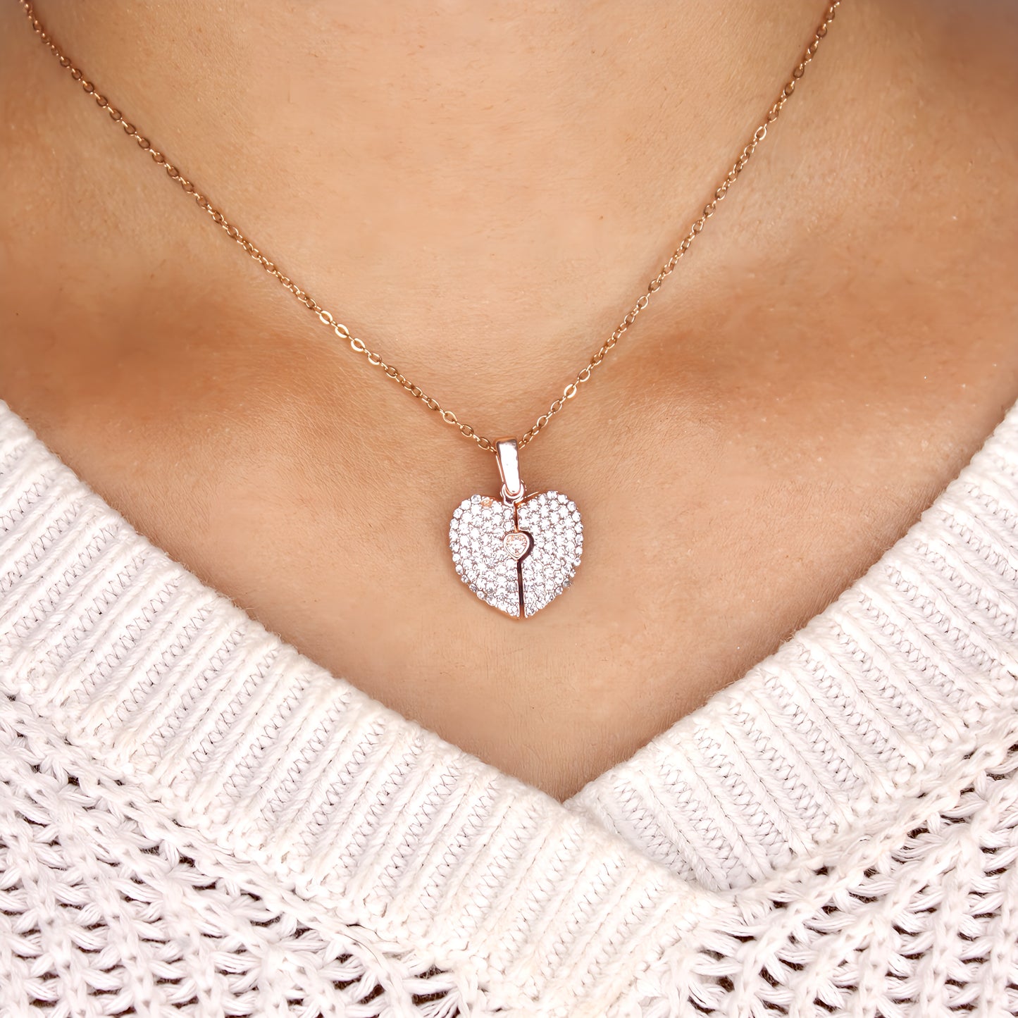 diamond heart photo necklace