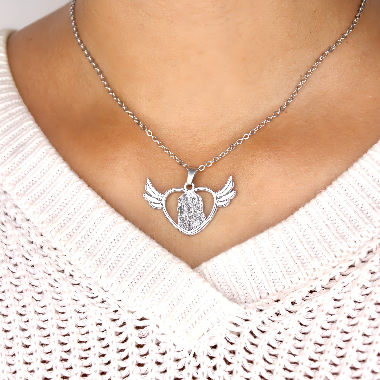 angel wings pet engraved necklace