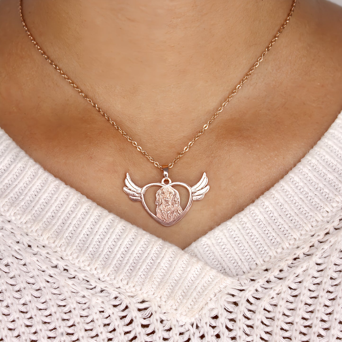 angel wings pet engraved necklace