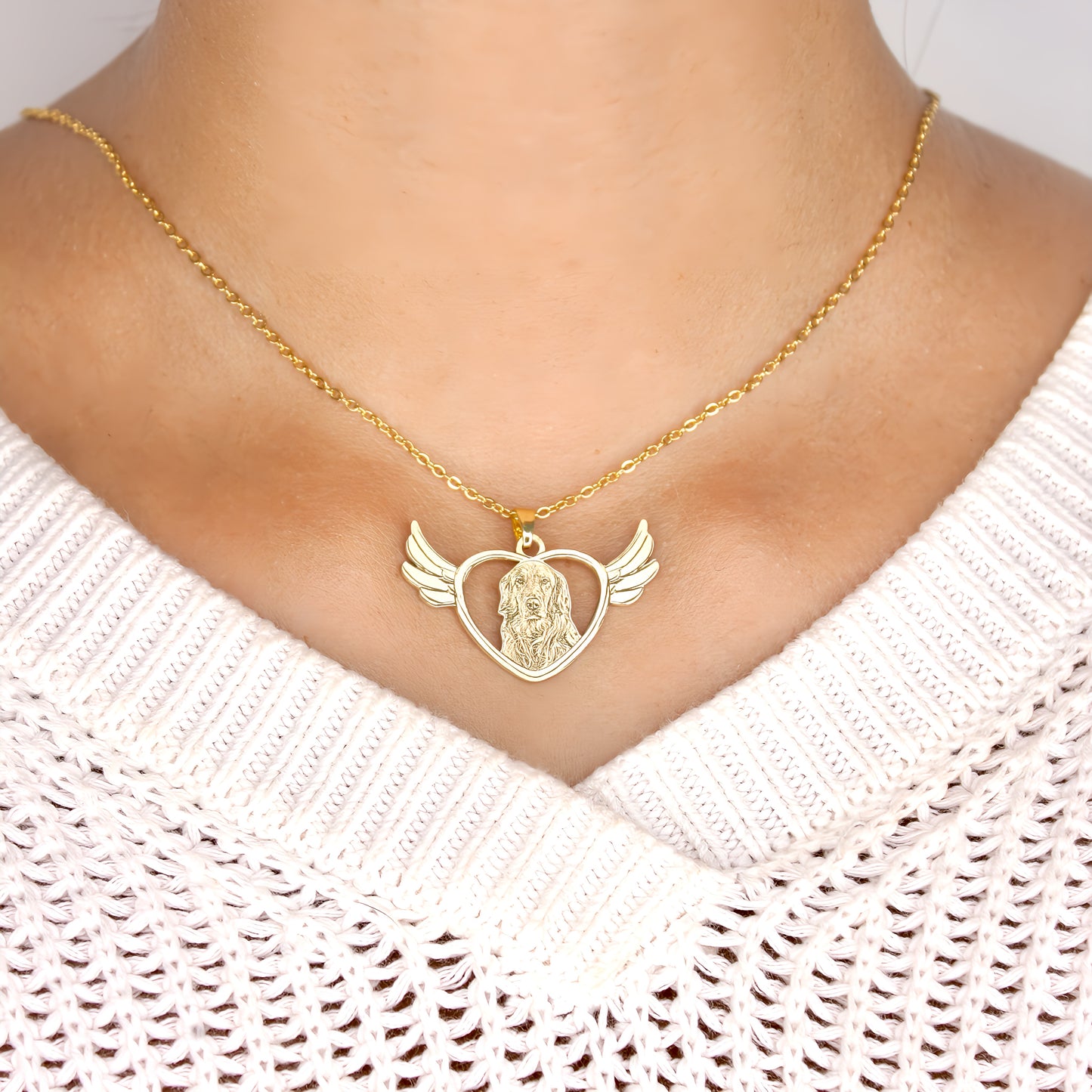 angel wings pet engraved necklace