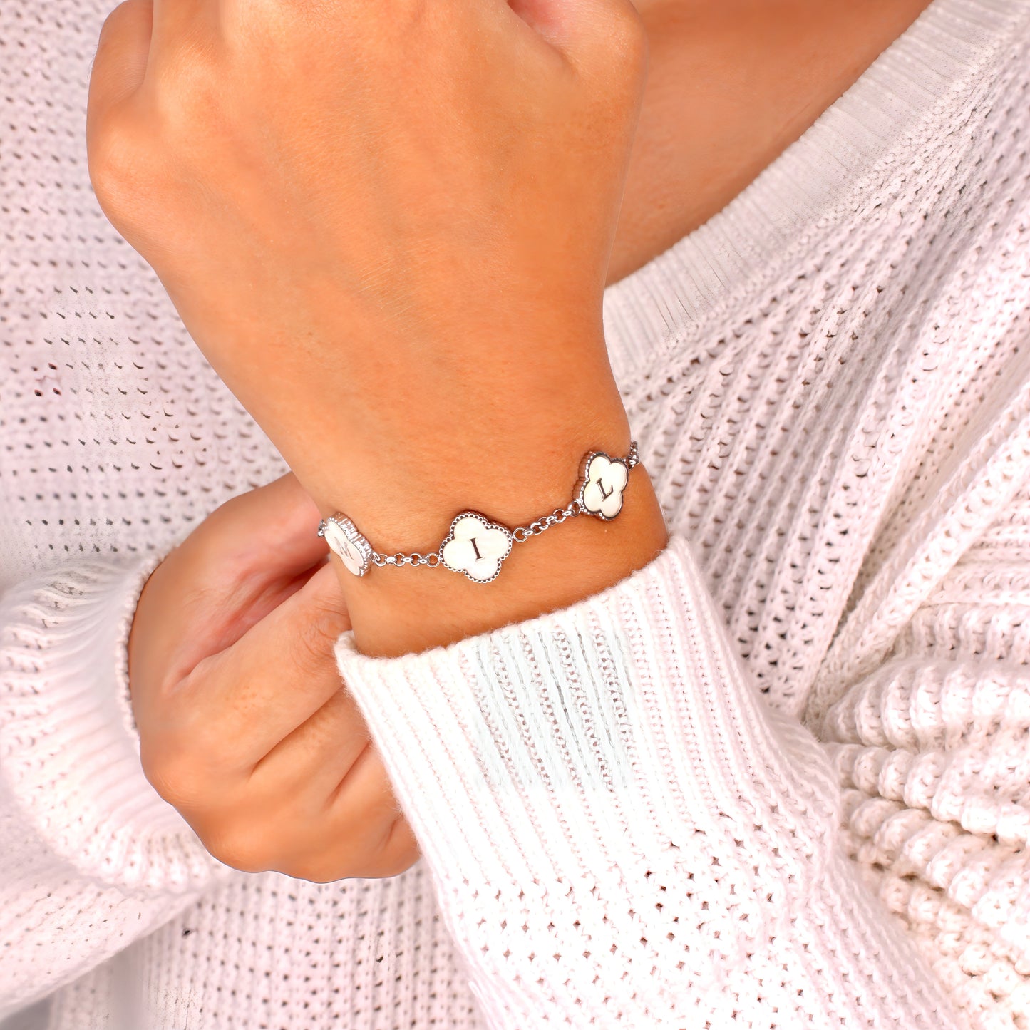 clover engraved bracelet