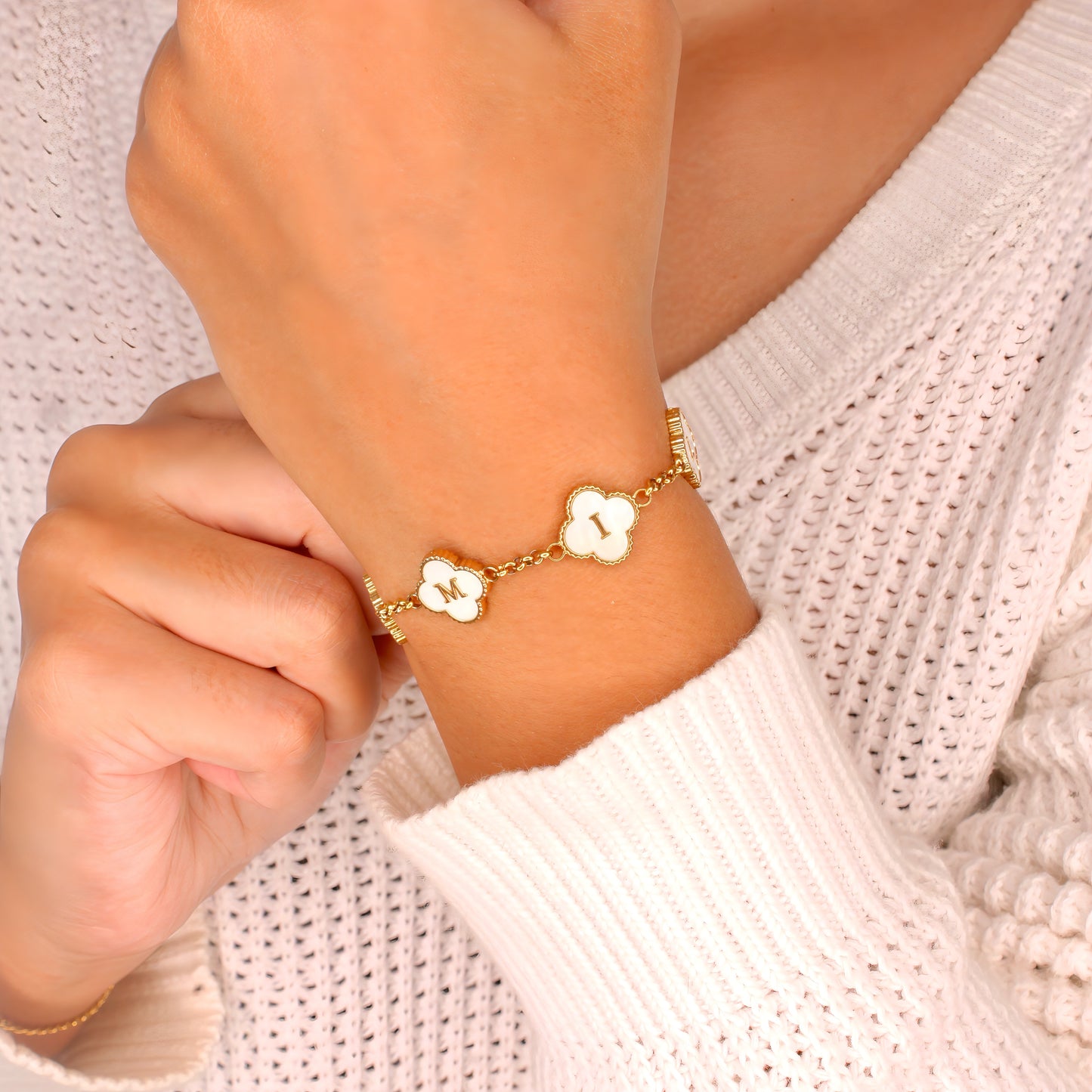 clover engraved bracelet