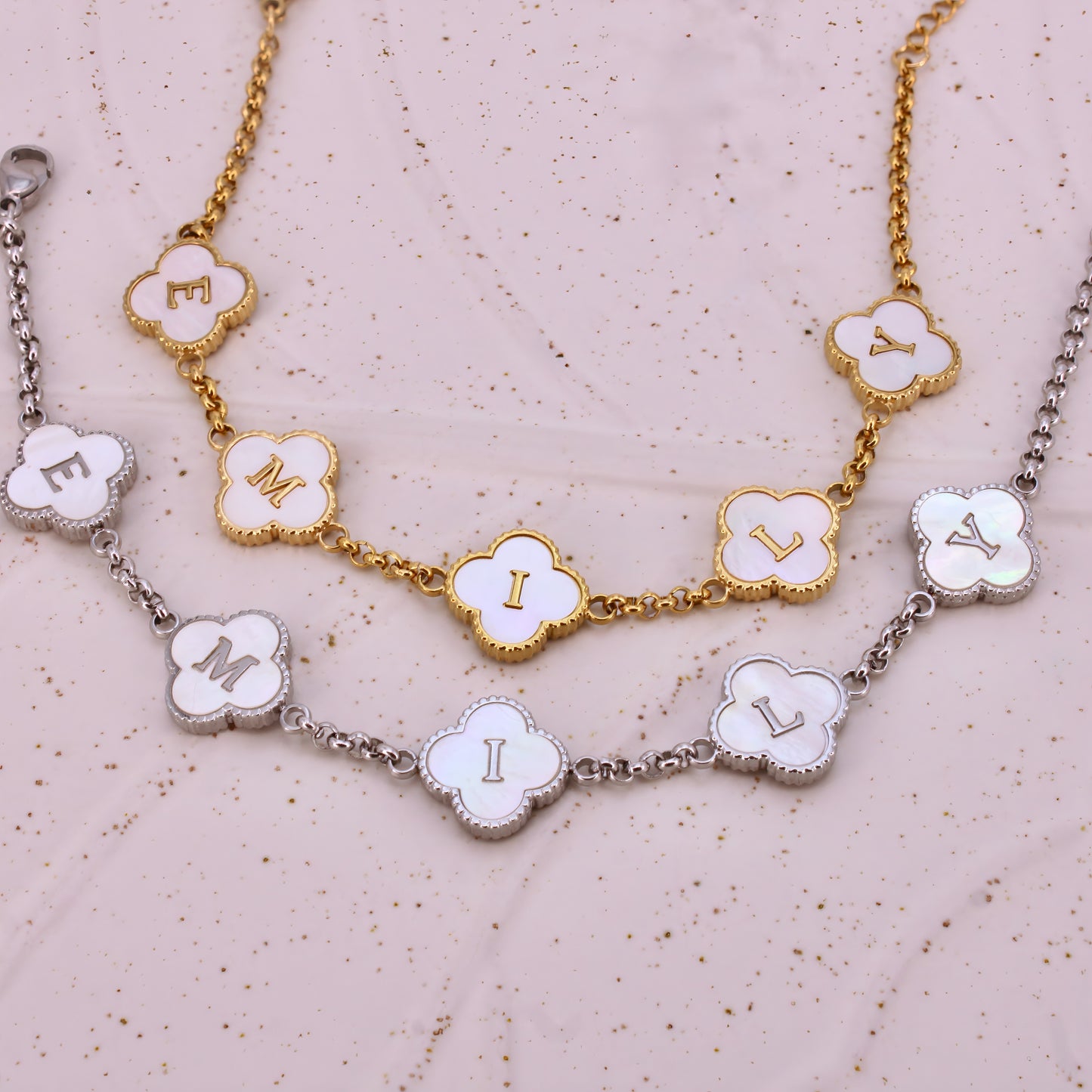 clover engraved bracelet