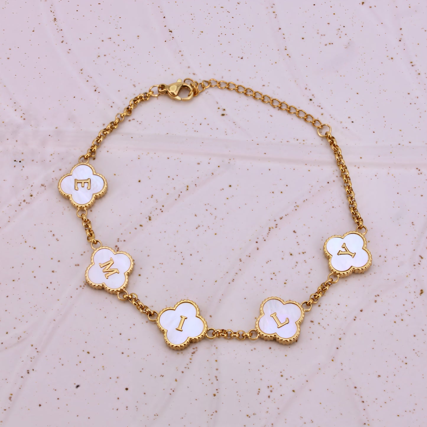 clover engraved bracelet